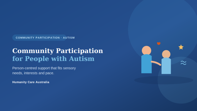 NDIS community participation for people with autism - a support worker helping an autistic participant take part in community activities