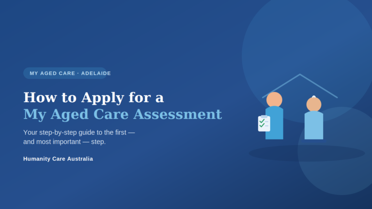 How to apply for a My Aged Care assessment - an aged care assessor visiting an older person at home with a clipboard