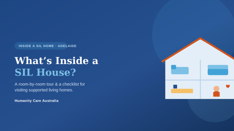 Inside a SIL house in Adelaide - a cutaway of a supported living home showing private bedrooms and shared living spaces